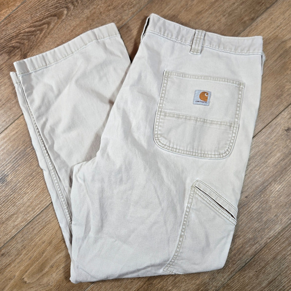 Carhartt Mens 40x30 Tan Carpenter Pants Relaxed Fit 102291-232 Canvas Workwear B - Picture 1 of 12